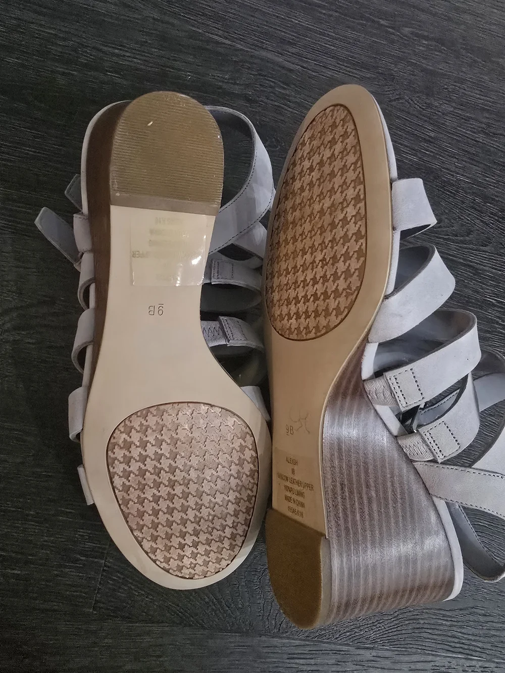 Lauren Ralph Lauren Aleigh Leather Strappy Wedge Sandals Gray Size 9B NWOB